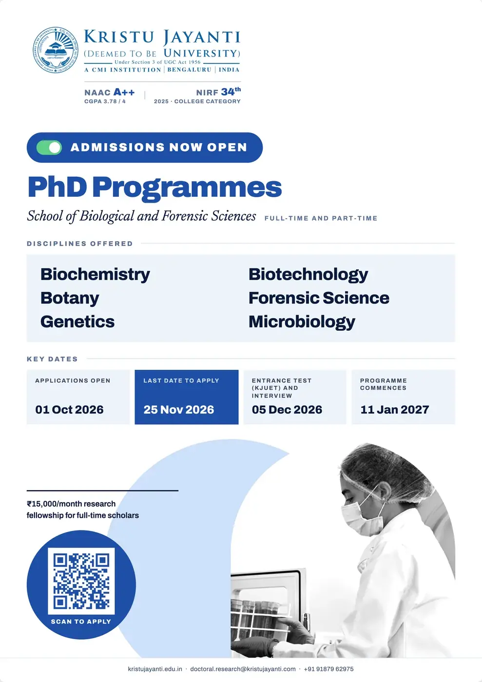 School of Biological and Forensic Sciences PhD Admission Flyer