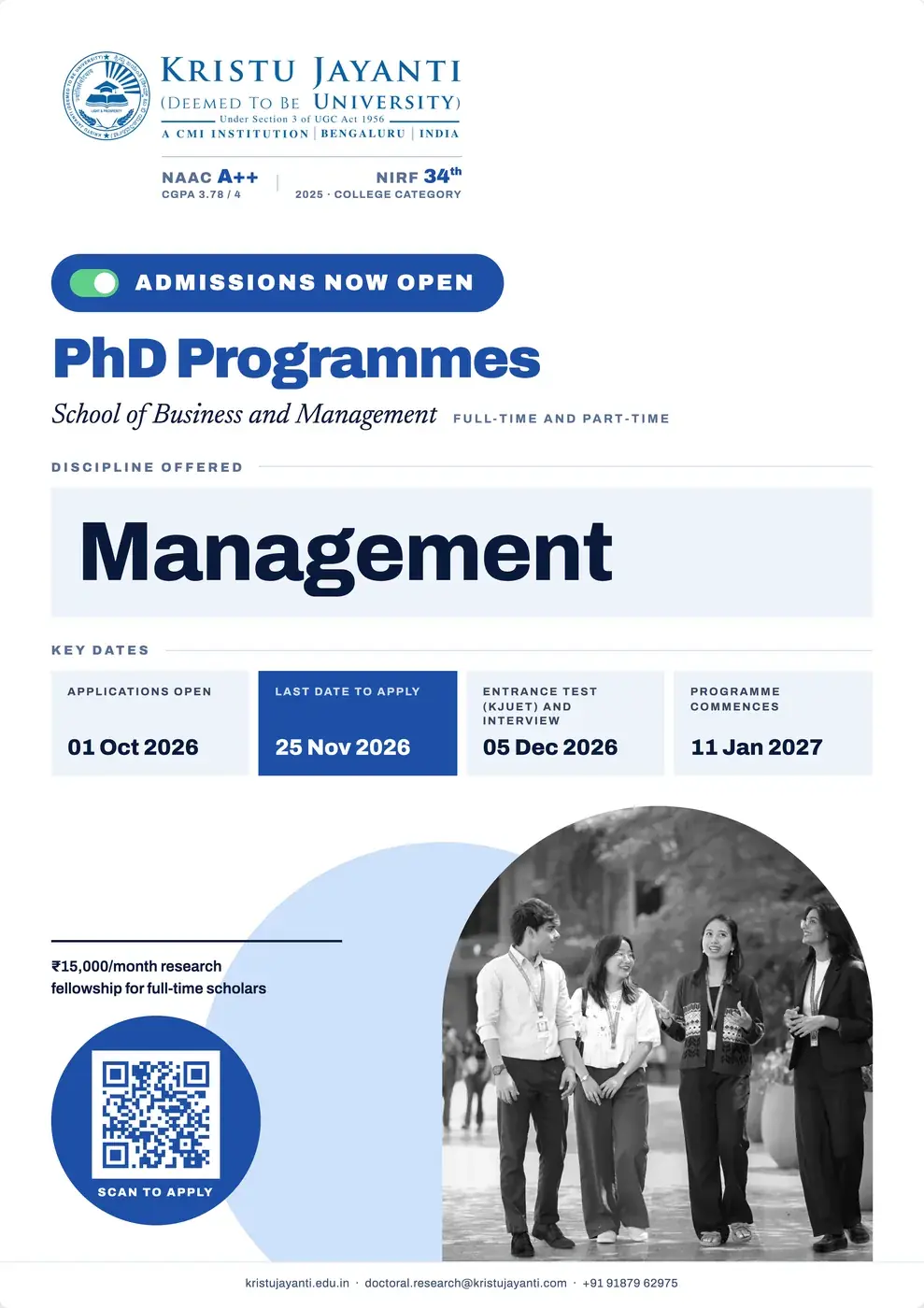 School of Business and Management PhD Admission Flyer