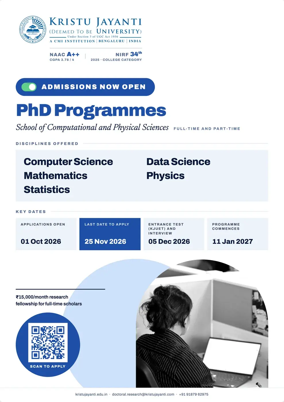 School of Computational and Physical Sciences PhD Admission Flyer