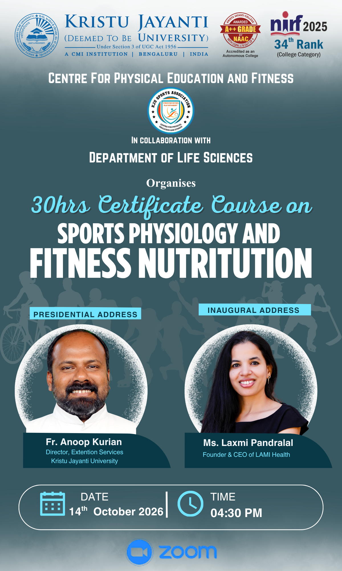 Certificate Course on Sports Physiology and Fitness Nutrition